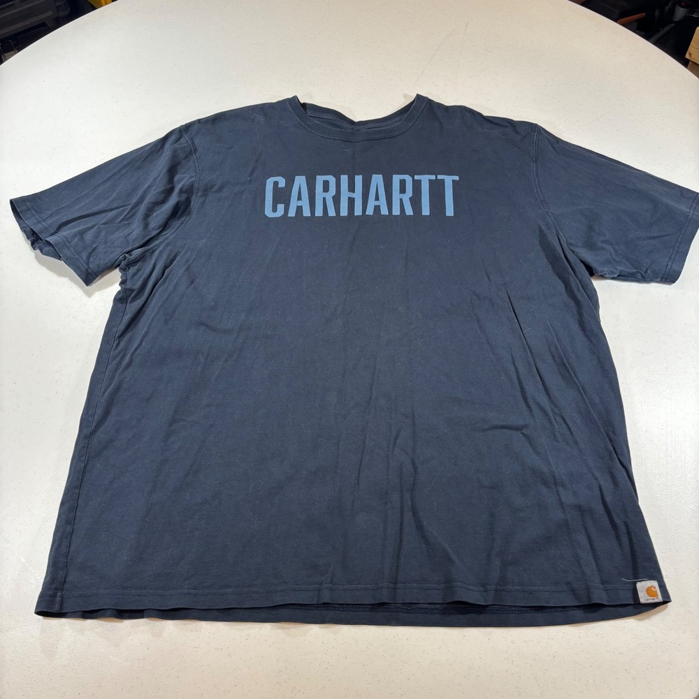 Carhartt Mens 3XL Navy Blue Graphic T-Shirt Original Fit Short Sleeve Tee